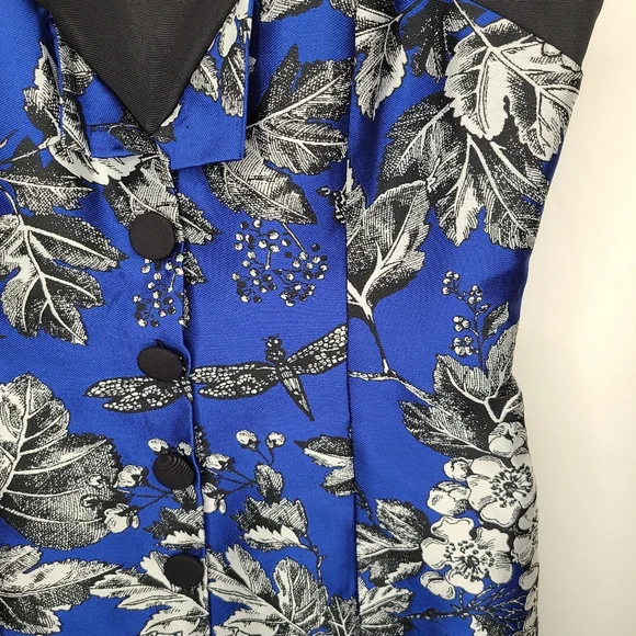 NWT CAROLINA HERRERA Resort 2021 Floral Jacquard Midi Dress - Cobalt Blue Size 8 - Picture 7 of 16